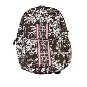 Vera Bradley Imperial Toile Small Backpack Birds Retired Brown White Pink